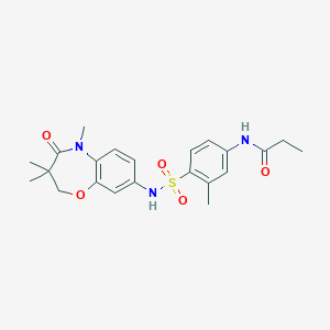 molecular formula C22H27N3O5S B2674490 N-(3-methyl-4-(N-(3,3,5-trimethyl-4-oxo-2,3,4,5-tetrahydrobenzo[b][1,4]oxazepin-8-yl)sulfamoyl)phenyl)propionamide CAS No. 922093-49-0