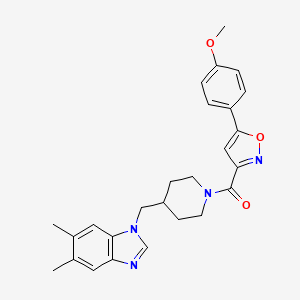 (4-((5,6-dimethyl-1H-benzo[d]imidazol-1-yl)methyl)piperidin-1-yl)(5-(4-methoxyphenyl)isoxazol-3-yl)methanone