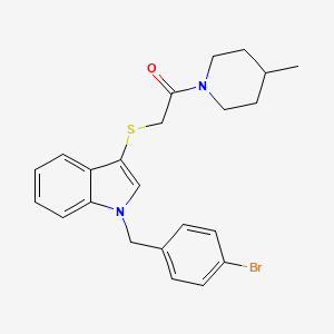 molecular formula C23H25BrN2OS B2674493 2-((1-(4-bromobenzyl)-1H-indol-3-yl)thio)-1-(4-methylpiperidin-1-yl)ethanone CAS No. 681274-14-6