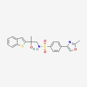 molecular formula C21H20N2O4S2 B2674498 N-(2-(benzo[b]thiophen-2-yl)-2-hydroxypropyl)-4-(2-methyloxazol-4-yl)benzenesulfonamide CAS No. 2034569-43-0