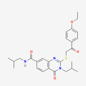 2-{[2-(4-ethoxyphenyl)-2-oxoethyl]thio}-N,3-diisobutyl-4-oxo-3,4-dihydroquinazoline-7-carboxamide