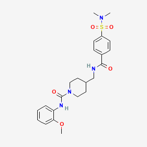 molecular formula C23H30N4O5S B2674512 4-((4-(N,N-二甲基磺酰)苯甲酰氨基)甲基)-N-(2-甲氧基苯基)哌啶-1-甲酰胺 CAS No. 1235306-29-2