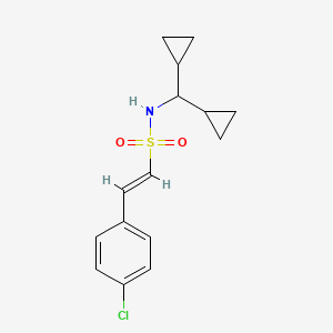 molecular formula C15H18ClNO2S B2674514 (E)-2-(4-Chlorophenyl)-N-(dicyclopropylmethyl)ethenesulfonamide CAS No. 1428119-46-3
