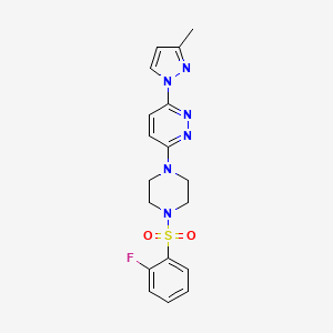 3-(4-((2-fluorophenyl)sulfonyl)piperazin-1-yl)-6-(3-methyl-1H-pyrazol-1-yl)pyridazine