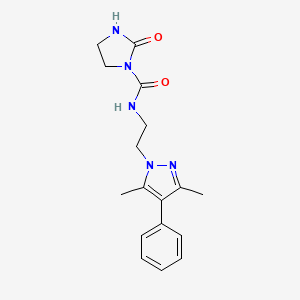 N-(2-(3,5-dimethyl-4-phenyl-1H-pyrazol-1-yl)ethyl)-2-oxoimidazolidine-1-carboxamide