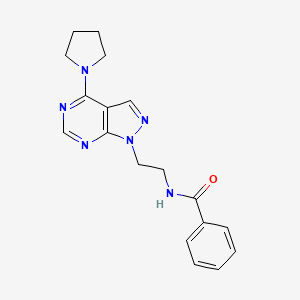 molecular formula C18H20N6O B2674548 N-(2-(4-(pyrrolidin-1-yl)-1H-pyrazolo[3,4-d]pyrimidin-1-yl)ethyl)benzamide CAS No. 1209603-56-4