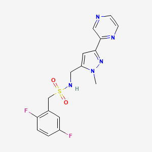 molecular formula C16H15F2N5O2S B2674552 1-(2,5-difluorophenyl)-N-((1-methyl-3-(pyrazin-2-yl)-1H-pyrazol-5-yl)methyl)methanesulfonamide CAS No. 2034509-14-1