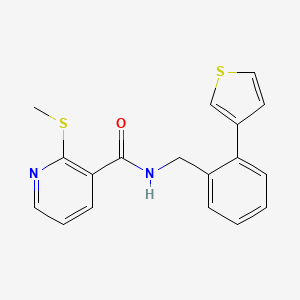 molecular formula C18H16N2OS2 B2674553 2-(methylthio)-N-(2-(thiophen-3-yl)benzyl)nicotinamide CAS No. 1797719-28-8