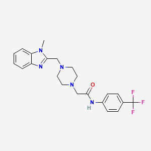 molecular formula C22H24F3N5O B2674557 2-(4-((1-methyl-1H-benzo[d]imidazol-2-yl)methyl)piperazin-1-yl)-N-(4-(trifluoromethyl)phenyl)acetamide CAS No. 1172409-61-8