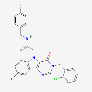 molecular formula C26H19ClF2N4O2 B2674560 2-(3-(2-chlorobenzyl)-8-fluoro-4-oxo-3H-pyrimido[5,4-b]indol-5(4H)-yl)-N-(4-fluorobenzyl)acetamide CAS No. 1189689-75-5