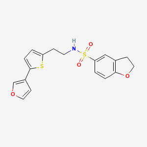 molecular formula C18H17NO4S2 B2674561 N-(2-(5-(呋喃-3-基)噻吩-2-基)乙基)-2,3-二氢苯并呋喃-5-磺酰胺 CAS No. 2034567-05-8
