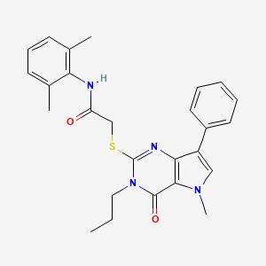 molecular formula C26H28N4O2S B2674598 N-(2,6-dimethylphenyl)-2-((5-methyl-4-oxo-7-phenyl-3-propyl-4,5-dihydro-3H-pyrrolo[3,2-d]pyrimidin-2-yl)thio)acetamide CAS No. 1115370-94-9