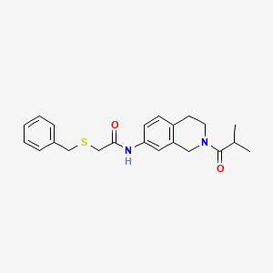 2-(benzylthio)-N-(2-isobutyryl-1,2,3,4-tetrahydroisoquinolin-7-yl)acetamide