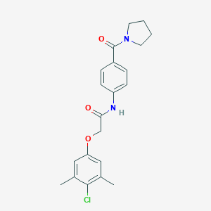molecular formula C21H23ClN2O3 B267461 2-(4-chloro-3,5-dimethylphenoxy)-N-[4-(1-pyrrolidinylcarbonyl)phenyl]acetamide 