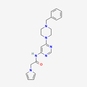 molecular formula C21H24N6O B2674611 N-(6-(4-benzylpiperazin-1-yl)pyrimidin-4-yl)-2-(1H-pyrrol-1-yl)acetamide CAS No. 1396812-75-1