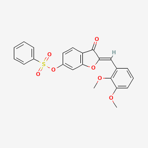 molecular formula C23H18O7S B2674621 (Z)-2-(2,3-dimethoxybenzylidene)-3-oxo-2,3-dihydrobenzofuran-6-yl benzenesulfonate CAS No. 929505-45-3