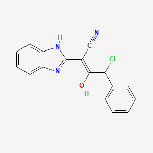 molecular formula C17H12ClN3O B2674626 4-Chloro-2-(1,3-dihydro-2h-benzo[d]imidazol-2-ylidene)-3-oxo-4-phenylbutanenitrile CAS No. 722466-02-6