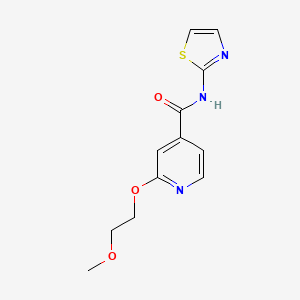 molecular formula C12H13N3O3S B2674627 2-(2-甲氧基乙氧基)-N-(噻唑-2-基)异烟酰胺 CAS No. 2034430-37-8