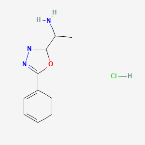 molecular formula C10H12ClN3O B2674637 1-(5-苯基-1,3,4-噁二唑-2-基)乙基胺盐酸盐 CAS No. 1417634-37-7