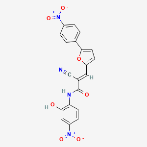 molecular formula C20H12N4O7 B2674638 (E)-2-cyano-N-(2-hydroxy-4-nitrophenyl)-3-[5-(4-nitrophenyl)furan-2-yl]prop-2-enamide CAS No. 444597-46-0