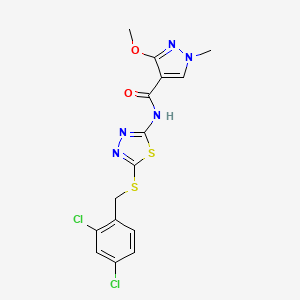 molecular formula C15H13Cl2N5O2S2 B2674652 N-(5-((2,4-二氯苯基)硫代)-1,3,4-噻二唑-2-基)-3-甲氧基-1-甲基-1H-吡唑-4-羧酰胺 CAS No. 1171197-40-2