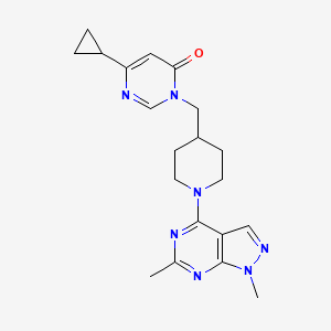 molecular formula C20H25N7O B2674653 6-cyclopropyl-3-[(1-{1,6-dimethyl-1H-pyrazolo[3,4-d]pyrimidin-4-yl}piperidin-4-yl)methyl]-3,4-dihydropyrimidin-4-one CAS No. 2176069-18-2