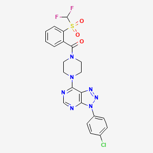 molecular formula C22H18ClF2N7O3S B2674670 (4-(3-(4-chlorophenyl)-3H-[1,2,3]triazolo[4,5-d]pyrimidin-7-yl)piperazin-1-yl)(2-((difluoromethyl)sulfonyl)phenyl)methanone CAS No. 923515-50-8