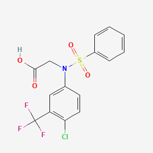 molecular formula C15H11ClF3NO4S B2674673 N-[4-chloro-3-(trifluoromethyl)phenyl]-N-(phenylsulfonyl)glycine CAS No. 358675-61-3