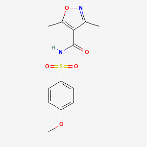 molecular formula C13H14N2O5S B2674684 N-[(3,5-dimethyl-4-isoxazolyl)carbonyl]-4-methoxybenzenesulfonamide CAS No. 861212-29-5