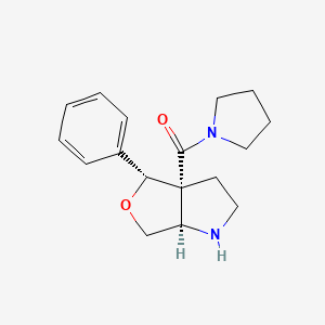 molecular formula C17H22N2O2 B2674689 1-[(3aR,4R,6aR)-4-phenyl-hexahydro-1H-furo[3,4-b]pyrrole-3a-carbonyl]pyrrolidine CAS No. 2226422-04-2