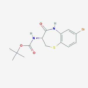 molecular formula C14H17BrN2O3S B2674690 叔丁基-N-[(3R)-7-溴-4-氧代-2,3,4,5-四氢-1,5-苯并噻二氮杂环[3-yl]甲酰]甲酸酯 CAS No. 507479-60-9