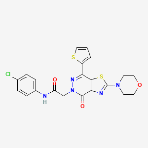molecular formula C21H18ClN5O3S2 B2674699 N-(4-chlorophenyl)-2-(2-morpholino-4-oxo-7-(thiophen-2-yl)thiazolo[4,5-d]pyridazin-5(4H)-yl)acetamide CAS No. 1021078-42-1