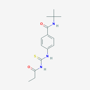 molecular formula C15H21N3O2S B267470 N-tert-butyl-4-[(propanoylcarbamothioyl)amino]benzamide 