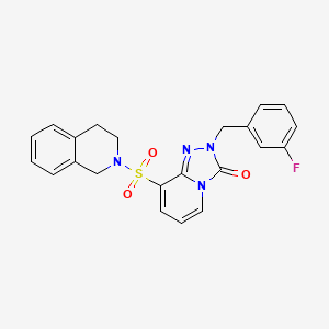 molecular formula C22H19FN4O3S B2674701 8-((3,4-dihydroisoquinolin-2(1H)-yl)sulfonyl)-2-(3-fluorobenzyl)-[1,2,4]triazolo[4,3-a]pyridin-3(2H)-one CAS No. 1251618-58-2