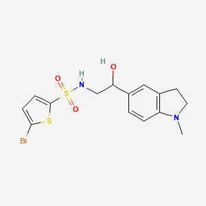 molecular formula C15H17BrN2O3S2 B2674711 5-bromo-N-(2-hydroxy-2-(1-methylindolin-5-yl)ethyl)thiophene-2-sulfonamide CAS No. 1705754-22-8