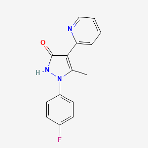 molecular formula C15H12FN3O B2674715 1-(4-fluorophenyl)-5-methyl-4-(2-pyridinyl)-1H-pyrazol-3-ol CAS No. 956796-43-3