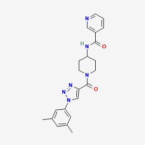 molecular formula C22H24N6O2 B2674725 N-(1-(1-(3,5-dimethylphenyl)-1H-1,2,3-triazole-4-carbonyl)piperidin-4-yl)nicotinamide CAS No. 1251690-17-1
