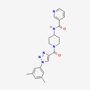 molecular formula C22H24N6O2 B2674725 N-(1-(1-(3,5-二甲基苯基)-1H-1,2,3-三唑-4-甲酰)哌啶-4-基)烟酰胺 CAS No. 1251690-17-1