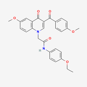 molecular formula C28H26N2O6 B2674731 N-(4-ethoxyphenyl)-2-[6-methoxy-3-(4-methoxybenzoyl)-4-oxoquinolin-1-yl]acetamide CAS No. 866342-79-2