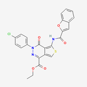molecular formula C24H16ClN3O5S B2674740 乙酸5-(1-苯并呋喃-2-甲酰氨基)-3-(4-氯苯基)-4-氧代噻吩[3,4-d]吡啶-1-甲酸酯 CAS No. 851950-93-1