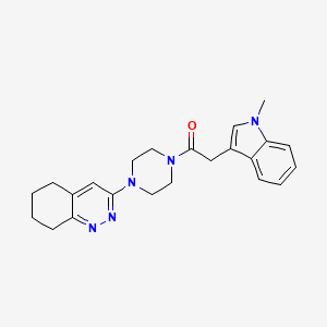 molecular formula C23H27N5O B2674742 2-(1-甲基-1H-吲哚-3-基)-1-(4-(5,6,7,8-四氢肉桂啉-3-基)哌嗪-1-基)乙酮 CAS No. 2034370-22-2