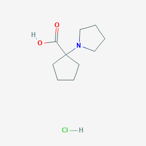 molecular formula C10H18ClNO2 B2674743 1-(1-Pyrrolidinyl)cyclopentanecarboxylic acid hydrochloride CAS No. 1390654-27-9