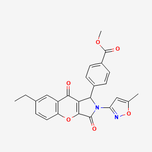 molecular formula C25H20N2O6 B2674779 甲基 4-(7-乙基-2-(5-甲基异噁唑-3-基)-3,9-二氧代-1,2,3,9-四氢咔唑并[2,3-c]吡咯-1-基)苯甲酸酯 CAS No. 874397-22-5