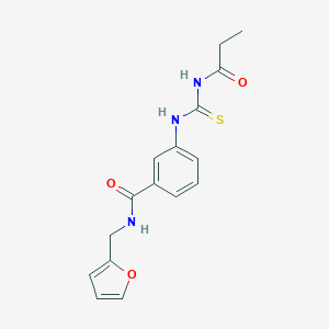 molecular formula C16H17N3O3S B267478 N-(furan-2-ylmethyl)-3-[(propanoylcarbamothioyl)amino]benzamide 