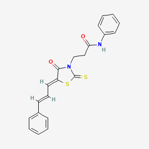 molecular formula C21H18N2O2S2 B2674787 3-((Z)-4-氧代-5-((E)-3-苯基丙烯基)-2-硫代噻唑烷-3-基)-N-苯基丙酰胺 CAS No. 682766-09-2