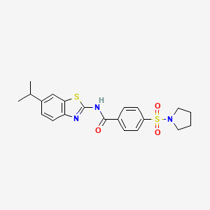 molecular formula C21H23N3O3S2 B2674792 N-(6-isopropylbenzo[d]thiazol-2-yl)-4-(pyrrolidin-1-ylsulfonyl)benzamide CAS No. 892856-01-8