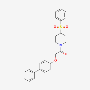 molecular formula C25H25NO4S B2674796 2-([1,1'-联苯]-4-氧基)-1-(4-(苯磺酰基)哌啶-1-基)乙酮 CAS No. 1704610-23-0