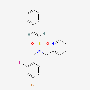 molecular formula C21H18BrFN2O2S B2674799 (E)-N-[(4-bromo-2-fluorophenyl)methyl]-2-phenyl-N-(pyridin-2-ylmethyl)ethenesulfonamide CAS No. 1223871-38-2