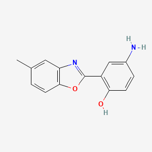 molecular formula C14H12N2O2 B2674808 4-Amino-2-(5-methyl-benzooxazol-2-yl)-phenol CAS No. 313527-66-1