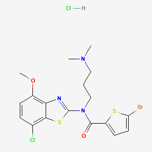 molecular formula C18H20BrCl2N3O2S2 B2674813 5-溴-N-(7-氯-4-甲氧基苯并[d]噻唑-2-基)-N-(3-(二甲基氨基)丙基)噻吩-2-甲酰胺盐酸盐 CAS No. 1330005-11-2